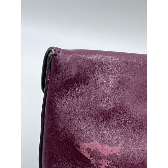 Tory Burch Burgundy Port Wine Logo Front Leather Miller Fold-over Clutch - Picture 6 of 13